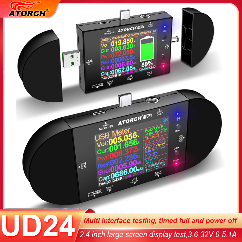 Usb Ammeter Tester - Цифровой USB-тестер UD24 2.4 дюйма: вольтметр,