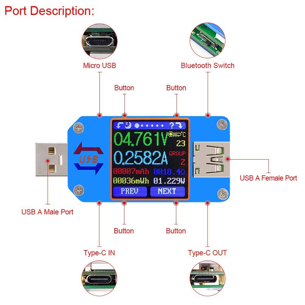 Usb Ammeter Tester - UM25 UM25C Измеритель напряжения и тока