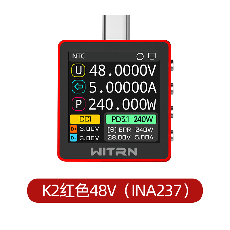 Новая красная версия WITRN K2  – обзор и цена Usb Ammeter Tester
