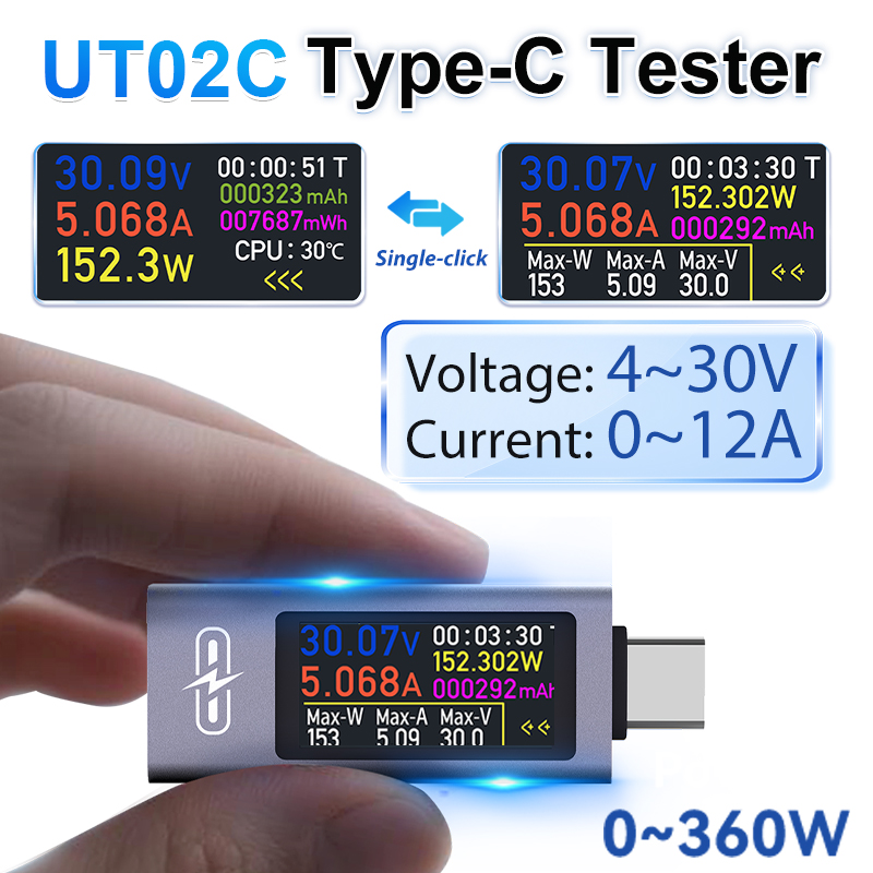 UT02C USB-тестер с цветным экр – обзор и цена Usb Ammeter Tester